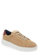 G Brown Puff Suede Low Top Sneaker In Sand