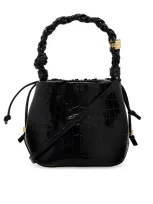 Ganni Bou Embossed Bucket Bag In Black