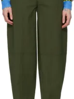 Ganni Green Curved Trousers In 851 Kombu Green