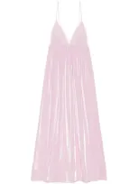 Ganni Metallic-effect Maxi Dress In Pink