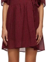 Ganni Gingham-print Mini Wrap Dress In Red