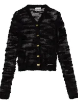 Ganni Alpaca Mohair Boucle Cardigan In Black