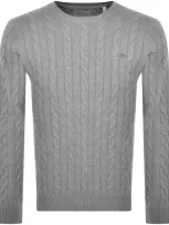 Gant Classic Cotton Cable Knit Jumper Grey