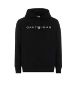 Gant Cotton Hoodie In 5 Black