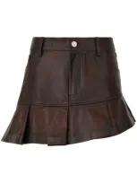 Gcds Leather Pleated Mini Skirt In Red