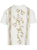 Giambattista Valli Floral-embroidered Cotton T-shirt In White