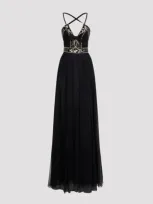 Giambattista Valli Tulle Beaded Bow Gown In Black