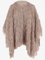 Giorgio Armani Lurex Fringed Cape In Pink