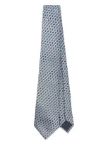 Giorgio Armani Patterned-jacquard Tie In Blue