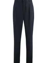 Giorgio Armani Virgin Wool Trousers In Blue