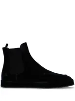 Giorgio Armani Velvet Ankle Boots In Blue