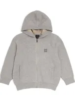 Givenchy Kids' Cotton-cashmere Knitted Logo Hoodie In Grey