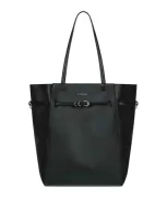 Givenchy Voyou Medium Black Leather Tote Bag With Adjustable Strap And Metallic Accents