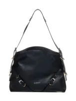 Givenchy Voyou Medium Leather Shoulder Bag In Black