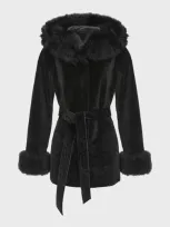 Gorski Belted Lamb Shearling Reversible Parka With Merinillo Lamb Shearling Trim In Black