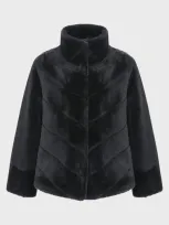 Gorski Reversible Chevron Lamb Shearling Jacket With Horizontal Sleeve In Black