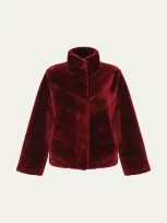 Gorski Reversible Merino Shearling Lamb Chevron Jacket In Wine/wine