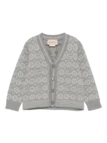 Gucci Babies' Baumwoll-cardigan Mit Gg In Grau