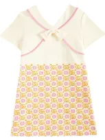 Gucci Kids' Gg Canvas Bow-detail Dress In Neutrals