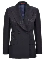 Gucci Gg Cotton-blend Faille Blazer In Blue