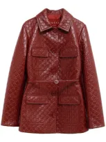 Gucci Gg Embossed Leather Jacket In Red