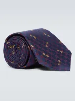 Gucci Gg Silk Jacquard Tie In Blue