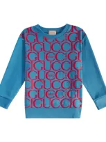 Gucci Kids' Logo Cotton Sweater In Blue