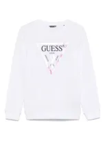 Guess Kids' Logo-triangle Sweatshirt In White