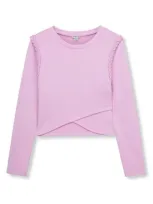 Habitual Kids Kids' Braided Trim Knit Crossover Top In Pink