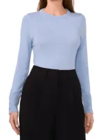 Halogenr Halogen(r) Button Cuff Crewneck Sweater In Clear Blue Sky