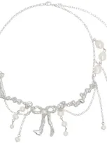 Harlot Hands Silver Empyrean Bow Necklace In 925 Sterling Silver