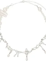 Harlot Hands Ssense Exclusive Silver Priestess Necklace In Pearl