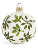 Harrods Glass Small Leaves Bauble In Green