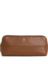 Harrods Leather Pencil Case In Beige