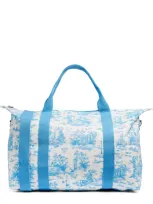 Harrods Toile Foldable Overnight Bag In Blue