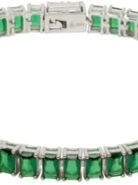 Hatton Labs Silver & Green Classic Tennis Bracelet In Silver / Green