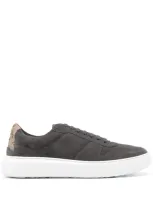 Herno Suede Monogram Logo Sneakers In Grey