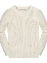 Hope & Henry Boys' Organic Herringbone Detail Crew Neck Sweater, Kids In Ivory Herringbone Edge