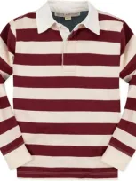 Hope & Henry Boys' Organic Rugby Shirt, Kids In Oxblood And Ivory Rugby