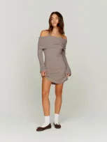 House Of Sunny Chunky Rib Dress Woman Grey In Acrilic In Gray