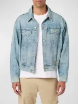 Hudson Men's Paisley Denim Trucker Jacket In Bandana