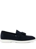 Hugo Boss Suede Slip-on Loafers With Tassel Trim In Dark Blue