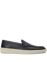 Hugo Boss Grained-leather Loafers In Blue