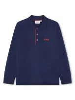 Hugo Kids' Logo-print Cotton Polo Shirt In Blue