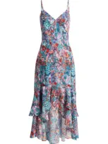 Hutch Floral Ruffle High-low Dress In Orange Garden Party Floral