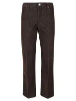 I Love My Pants Ribbed Velvet Flared Trousers In Brown