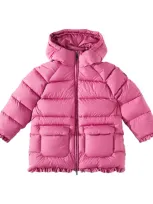 Il Gufo Kids' Ruffled Down Coat In Pink