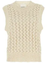 Isabel Marant Faye Zigzag Open Knit Sleeveless Sweater In Ecru