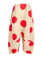 Issey Miyake Bean Dots Cropped Trousers In Red