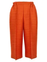 Issey Miyake Thicker Bounce Cropped Trousers In Orange